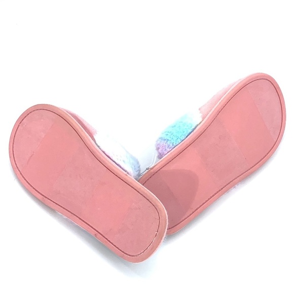 Steve Madden Pink Rainbow Faux Rainbow Fluffy Fur Slip On Slippers 10 M - Picture 9 of 9